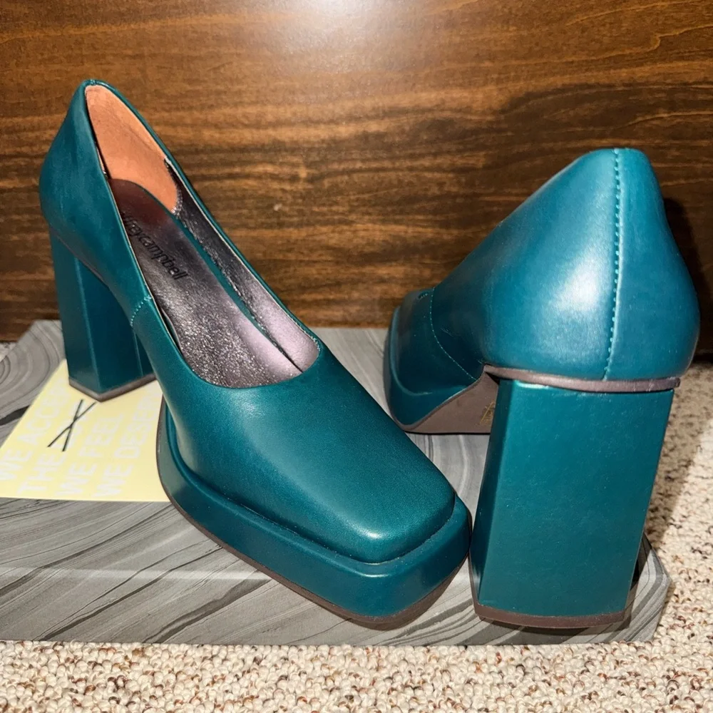 Jeffrey Campbell Dark Teal Block Heels - Picture 4 of 7